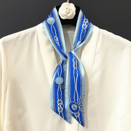 Long print silk smooth look tape belt sashes