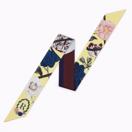 Long print silk smooth look charmeuse print head tape belt sashes