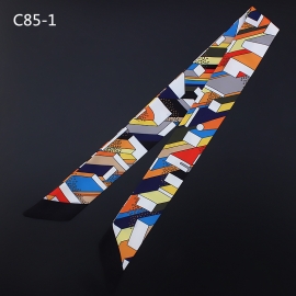 Long print silk smooth look tape belt sashes