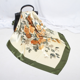 Print smooth charmeuse square scarf