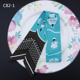 Long print silk smooth look tape belt sashes