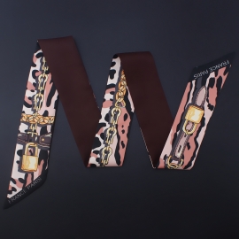 Long print silk smooth look charmeuse print head tape belt sashes