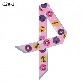 Long print silk smooth look tape belt sashes