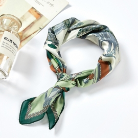 Print silk smooth look charmeuse square scarf
