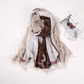 Long print silk smooth look charmeuse shawl scarf