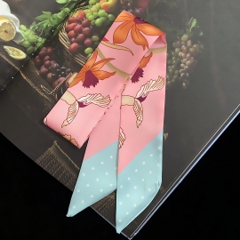 Long print silk smooth look tape belt sashes