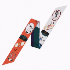 Long print silk smooth look charmeuse print head tape belt sashes