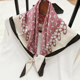 Print silk smooth look charmeuse square scarf