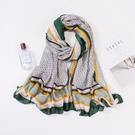 Long print silk smooth look charmeuse shawl scarf