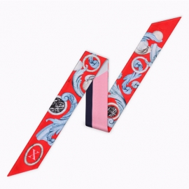 Long print silk smooth look charmeuse print head tape belt sashes