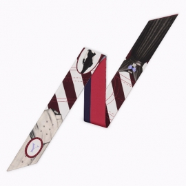 Long print silk smooth look charmeuse print head tape belt sashes