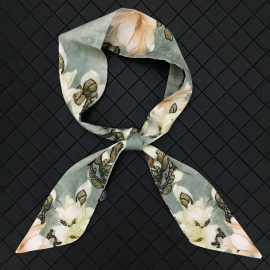 Long print silk smooth look tape belt sashes