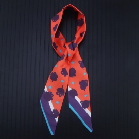 Long print silk smooth look tape belt sashes