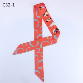 Long print silk smooth look tape belt sashes