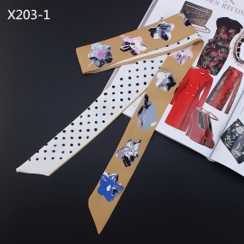 Long print silk smooth look charmeuse print head tape belt sashes