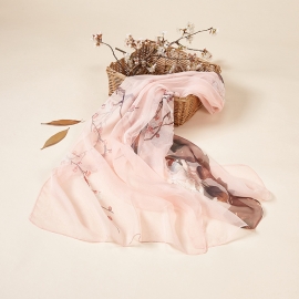 Long print silk smooth look charmeuse shawl scarf