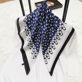 Print silk smooth look charmeuse square scarf