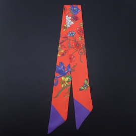 Long print silk smooth look tape belt sashes