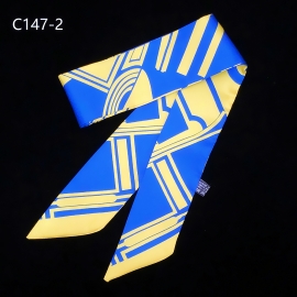 Long print silk smooth look tape belt sashes