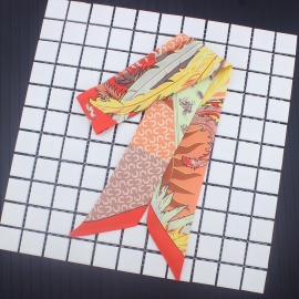 Long print silk smooth look tape belt sashes