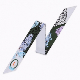 Long print silk smooth look charmeuse print head tape belt sashes