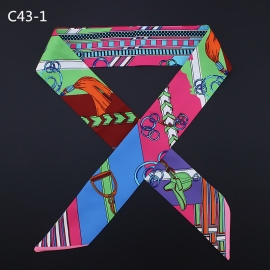 Long print silk smooth look tape belt sashes