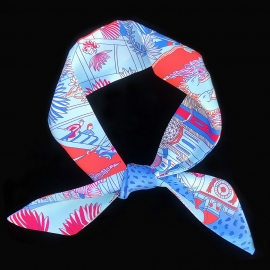 Long print silk smooth look tape belt sashes