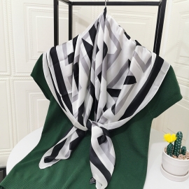 Big square silk smooth look charmeuse print scarf