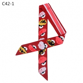 Long print silk smooth look tape belt sashes