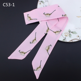 Long print silk smooth look tape belt sashes