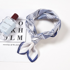 Print silk smooth look charmeuse square scarf