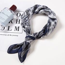 Print silk smooth look charmeuse square scarf