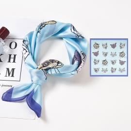 Print silk smooth look charmeuse square scarf