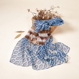 Long print silk smooth look charmeuse shawl scarf