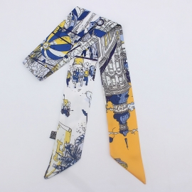 Long print silk smooth look tape belt sashes