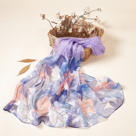 Long print silk smooth look charmeuse shawl scarf