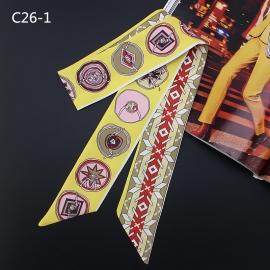 Long print silk smooth look tape belt sashes