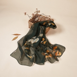 Long print silk smooth look charmeuse shawl scarf