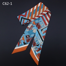 Long print silk smooth look tape belt sashes