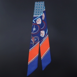 Long print silk smooth look tape belt sashes