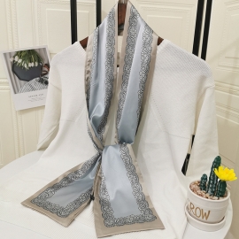 Elegant print charmeuse neck scarf