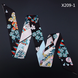 Long print silk smooth look charmeuse print head tape belt sashes