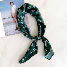 Print silk smooth look charmeuse square scarf