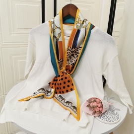 Long silk smooth look charmeuse print scarf