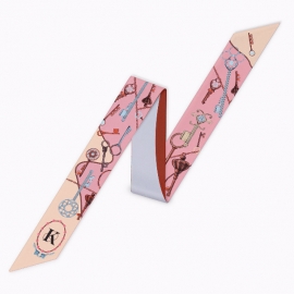 Long print silk smooth look charmeuse print head tape belt sashes