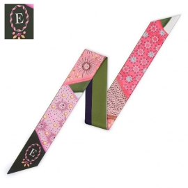 Long print silk smooth look charmeuse print head tape belt sashes