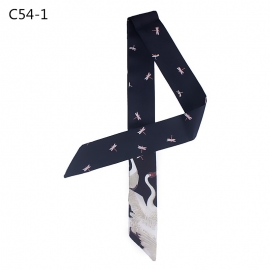 Long print silk smooth look tape belt sashes