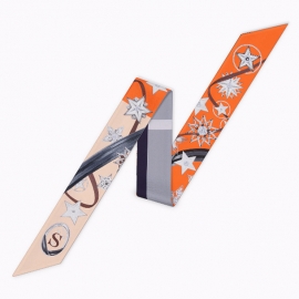 Long print silk smooth look charmeuse print head tape belt sashes