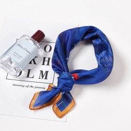 Print silk smooth look charmeuse square scarf