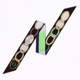 Long print silk smooth look charmeuse print head tape belt sashes